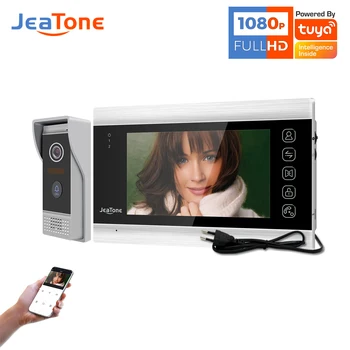 【1080P】 Jeatone Kablosuz Görüntülü interkom sistemi Ev Video Diyafon Hareket Algılama ve Gece Görüş Su Geçirmez Video Kapı Zili