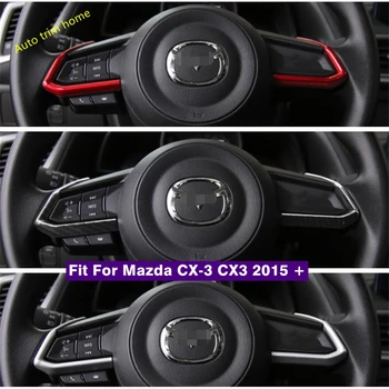 Aksesuarları direksiyon Düğmesi Dekorasyon Çizgili Kapak Trim İçin Mazda CX-3 CX3 2016 - 2021 Mat / Kırmızı / Karbon Fiber Bak
