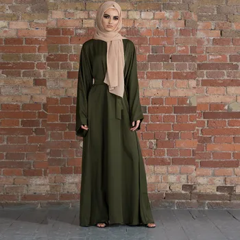 Wepbel Kadınlar Müslüman Elbise Gevşek Arap Abaya Temel Orta Doğu Türkiye Robe Düz Büyük Kaftan Kimono İslam Giyim