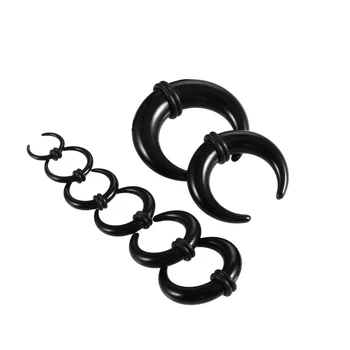 6 Adet (3 Çift) Akrilik C Şekli Manda Boynuzu Kulak Pincher Septum Yüzük Piercing Siyah Kulak Konik Sedye Genişletici göbek takısı