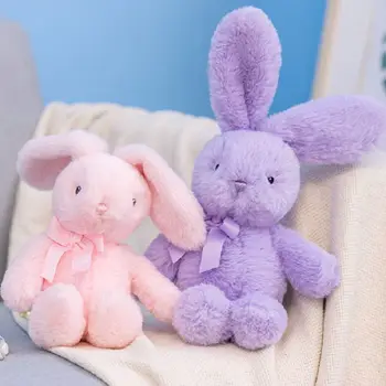 25cm İNGİLTERE Tarzı Papyon Tavşan peluş oyuncak Peluş Gri Tavşanlar Beyaz Tavşan Doldurulmuş Hayvanlar Bebek Yatıştırmak oyuncaklar Çocuklar için doğum günü hediyesi