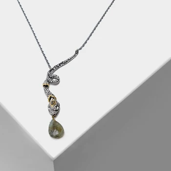 Amorita butik Vintage ve şık serpantin kristal kolye kolye