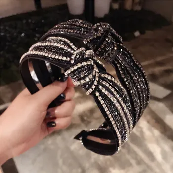 Moda Kristal Sequins Kafa Bandı Saç Çemberler Parlak Tam Rhinestone Elmas Düğümlü saç aksesuarları Düğüm Alaşım Headwrap Toptan