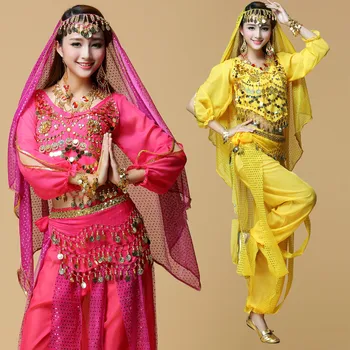 Yeni Stil Oryantal Dans Kostüm Bollywood Kostüm hint elbisesi Oryantal Dans Elbise Bayan Uzun Kollu Oryantal Dans kostüm Seti Tribal