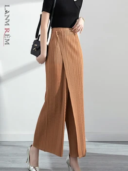 LANMREM Patchwork düz pantolon Kadınlar İçin Yüksek Bel Gevşek Rahat Düz Renk Pantolon Kadın Moda 2023 Yeni Bahar 2N771