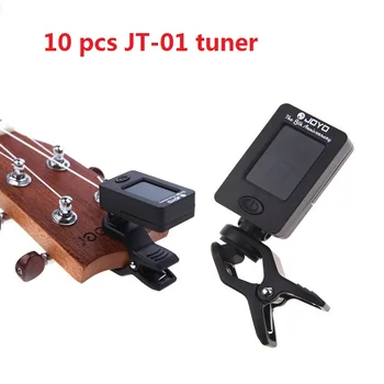 10 adet JOYO JT-01 Gitar Bas Tuner Afinador Mini LCD Clip-on 360 Derece Dönebilen Klip Tuner Gitar Bas Keman Ukulele