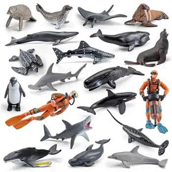Gerçekçi Okyanus Hayvanlar Figürler 20-Pack Kek Topper oyuncak seti Köpekbalıkları Balinalar Ahtapot Paskalya Yumurtası Noel doğum günü hediyesi Parçası