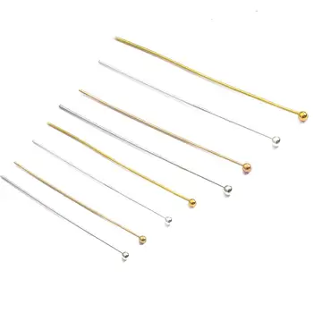 200 adet / grup 20/30/40 / 50mm Altın Rodyum Renk Metal Topu Kafa Pimleri İğneler Headpins Bulguları DIY Takı Aksesuar Yapımı için
