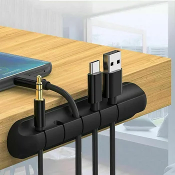 Kablo düzenleyici Silikon USB kablosu Sarıcı Masaüstü Düzenli Yönetim Klipleri Masaüstü Kabloları Organizatör Kablo Sarıcı Klipleri Aksesuarları