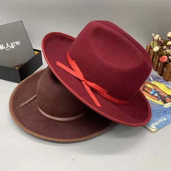 Pasta erkekler fedora yün şapka bayan şapka keçe kilise şapka unisex ilmek caz şapka erkekler ve kadınlar için toptan fiyat kovboy şapkası