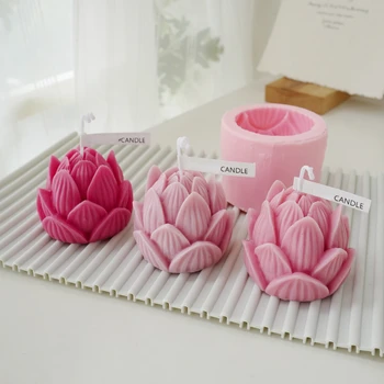 3D Lotus Silikon Kalıp Mum Sabun Kalıpları Reçine Pişirme Aracı Tatlı Dantel Dekorasyon DIY Kek Pasta Fondan