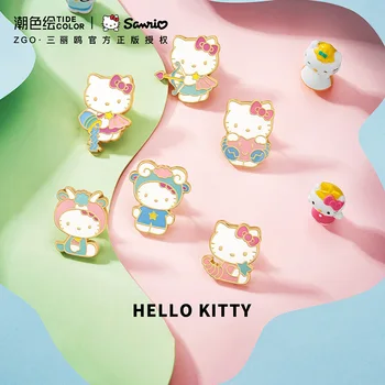 Hello Kitty 12 takımyıldızları broş takı karikatür alaşım öğrencileri ortaokul broş Başak Terazi Akrep Çocuklar Hediye
