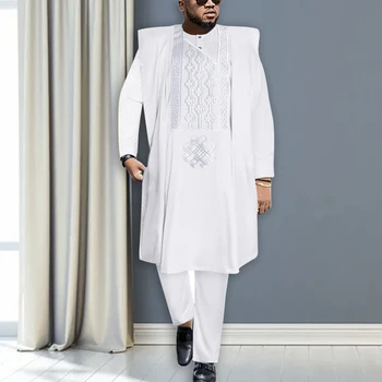 H & D Erkekler Afrika Kıyafet Geleneksel Agbada Artı Boyutu Boubou Gömlek pantolon seti Nakış Dashiki Giyim 2022 Eid Mubarak Ramazan