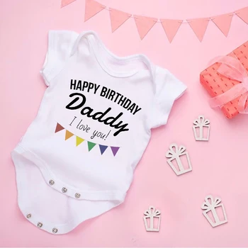 Mutlu Doğum Günü Baba Seni Seviyorum Yenidoğan Bebek Erkek Kız Romper Yürümeye Başlayan Bebek Yaz Bodysuit Moda Kısa Kollu Elbise Ropa