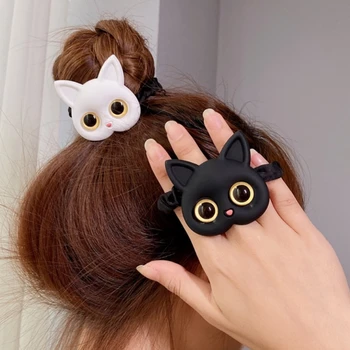 Yeni Kadın Sevimli Kedi lastik bantlar Elastik Saç Bantları Kore Şapkalar Saç Halka Çocuk Kız için Güzel saç aksesuarları Süsler