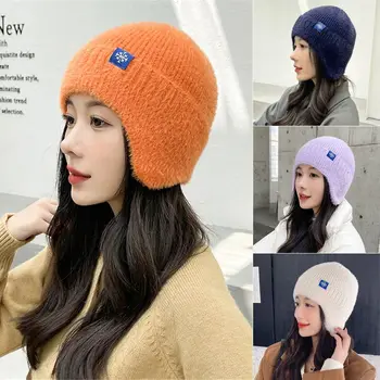 Moda Örme Açık Kadın Kasketleri Kap Sıcak Şapka Yün Şapka Kulaklık Kasketleri Kap Kulaklık Örme Kış Açık Yün Şapka