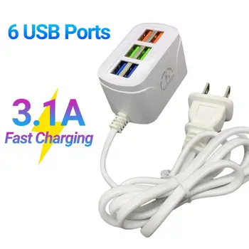 6 USB Bağlantı Noktası güç şeridi Hızlı Şarj Tak Oyna Kararlı Çıkış Mini Uzatma Soket HUB Splitter Telefon Aksesuarları