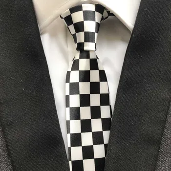 5cm moda ince bağları klasik siyah beyaz ızgaralar kareli damalı kravat çocuklar erkekler için