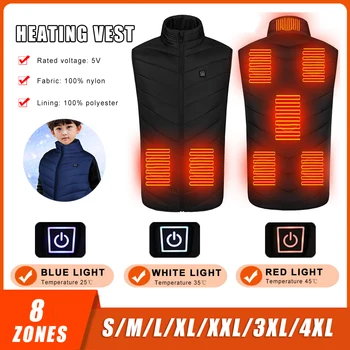Çocuk ceket ısıtmalı kış sıcak yelek elektrikli termal yelek yürüyüş açık kamp kızılötesi USB ısıtmalı yelek ceket 8 bölgeleri