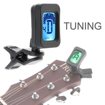 360 Derece Dönebilen Gitar Tuner Taşınabilir Evrensel lcd ekran Dijital Tuner Kromatik Gitar / Bas / Ukulele / Keman