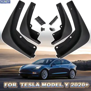 4 Adet Tesla Modeli Y 2020 2021 Çamurluklar Çamur Muhafızları Flaps Splash Çamurluk Çamurluk Astar Ön Arka Araba Aksesuarları Tekerlek şekillendirici