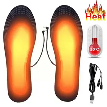 Kış elektrikli ısıtmalı tabanlık USB ısıtma ayak ısıtıcı termal tam tabanlık ayak Unisex yıkanabilir ısıtmalı ayakkabı pedi ateş Soc A1Z8