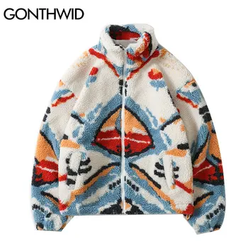 GONTHWID 2022 Hip Hop Ceket Streetwear Y2K Ceket Erkek Vintage Kravat Boya Zip Up Bulanık Ceketler Harajuku Sonbahar Kışlık Mont Beyaz