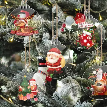 20 adet Şeffaf Akrilik Boş Etiketleri Asılı Kar Tanesi Pentagram Süs Delikli DIY Noel Ağacı Asılı Süsleme