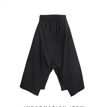 Gündelik erkek pantolonları Siyah Düz Tüp Geniş Bacak Pantolon Büyük Rahat erkek Gevşek Geniş Bacak Pantolon Dokuz Nokta Pantolon Kişilik Eğilim