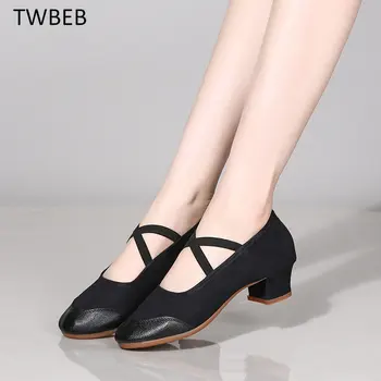 Ayakkabı Bayanlar Latin Caz dans ayakkabıları Kadın Salsa dans ayakkabısı Yumuşak Taban Topuklu Yetişkin Balo Salonu Tango Rahat Ayakkabı Kadın Sneakers