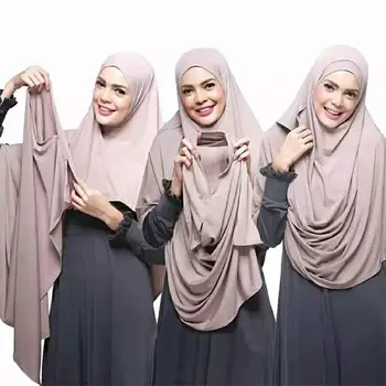 Kadınlar Anında Hazır Giyim Plaincotton Jersey Eşarp Başörtüsü Şal Düz Renk Şal Femme Müslüman Hicap Mağaza İki Delik