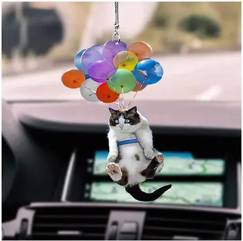 Kedi Araba Asılı Süsleme Renkli Balon Araba Asılı Süsleme Araba İç Dekor Araba Kolye Yaratıcı Sevimli Kedi