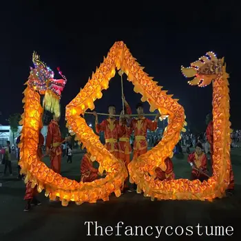 7.9 m 8 Çocuk Çin Bahar Günü Led ışıkları ÇİN EJDERHA DANS Halk Festivali Kutlama Kostüm aslan dans Kung Fu