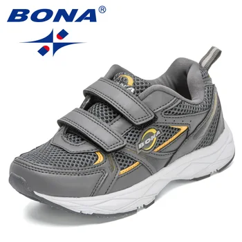 BONA 2022 Yeni Tasarımcılar Örgü Nefes koşu ayakkabıları Erkek Kız Marka Rahat Açık spor ayakkabı Çocuklar Moda Ayakkabı Çocuk