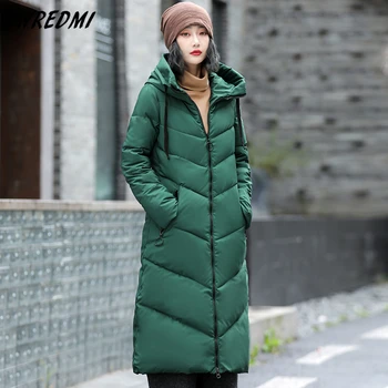 6XL Artı Boyutu Uzun Palto Kış Kadın Kar Giyim Parkas Ince Moda Ceketler Ofis Bayan Pamuk Yastıklı Sıcak Giyim SWREDMI