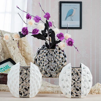 Modern yüksek kaliteli Seramik Vazo Manuel kakma matkap masaüstü Çiçek Düzenleme Sanat Vazolar El Sanatları ev düğün dekorasyon