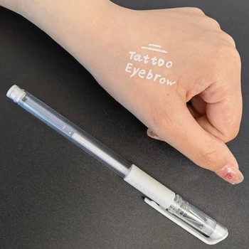 10 adet Kaş işaretleyici kalem Beyaz Dövme Aracı Aksesuarları Microblading Dövme Cerrahi Cilt işaretleyici kalem Kalıcı Makyaj Malzemeleri