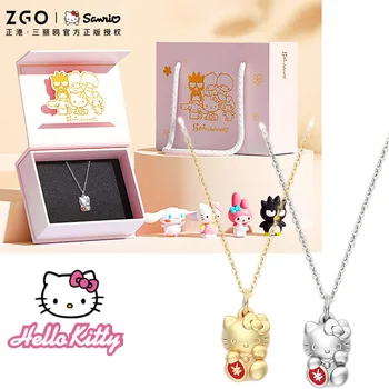 Orijinal Zgo Sanrıo Hello Kitty Kolye Kadın 2022 Hello Kitty Ülke Zinciri 925 Gümüş Kolye Takı Köprücük Kemiği Zinciri Hediye