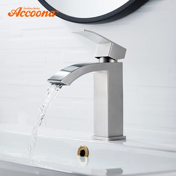 Accoona Havzası Musluk Lavabo Güverte Üstü Banyo Tek Kolu Paslanmaz Çelik Sıcak ve Soğuk Mikser Dokunun Musluklar A90206