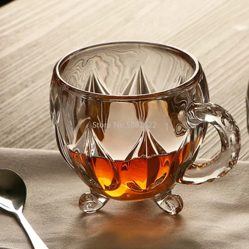 210ml Kristal Cam Çay Kahve Su Bardağı Şeffaf bardak Ev Süt çiçek çayı Suyu Bardak Bardak kulplu kupa Hediyeler için
