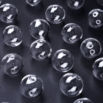 100 Adet Şeffaf Şeffaf Yuvarlak El Yapımı Üflemeli Cam Küre Boncuk DIY Takı Yapımı için 2mm Delik ile Toptan Merkezi Delinmiş