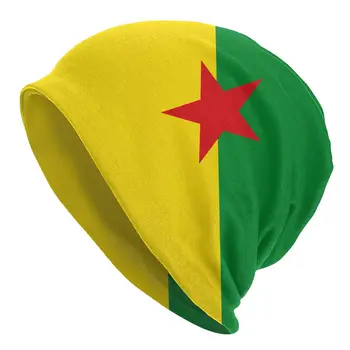 Fransız Guyanası Bayrağı Kaput Şapka Franzosisch Guayana Örme Şapka Goth Skullies bere Unisex Yaz Sıcak Çok Fonksiyonlu Kapaklar