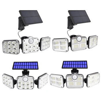3 Kafa PIR hareket sensörlü LED Güneş ışığı 3 Modları Açık Su Geçirmez Güneş Duvar Lambası Güneş Enerjisi Sokak Lambası bahçe lambası