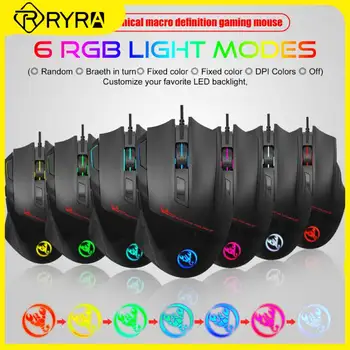 RYRA 7200DPI Kablolu Fare USB Alıcı İle 6 Vitesli 8 Tuşları Oyun Fare Ayarlanabilir Bilgisayar Dizüstü Bilgisayar Malzemeleri RGB ışık Modları