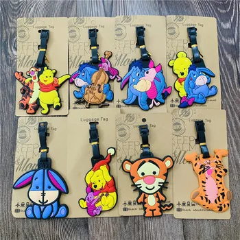 Disney Eeyore Pooh Winnie Tigger Piglet Anime Bagaj Etiketleri Karikatür Bavul Etiketi Seyahat Aksesuarları Çanta Tutucu Etiket Hediye