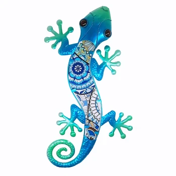 Metal Mavi Kertenkele Gecko Duvar Sanatı ev bahçe dekorasyonu Açık Heykelleri Heykeller Minyatürleri Veranda Oturma Odası Yard