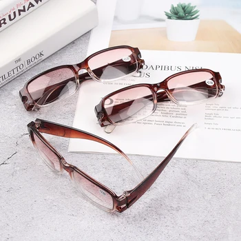 1 PC taşınabilir okuma gözlüğü kadın yakın-uzak çift kullanımlı ışık çerçeve presbiyopi gözlük + 1.0~+4.0 moda Unisex okuma gözlük