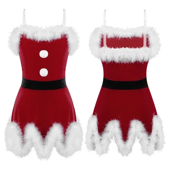 Çocuk Kız Noel Kostümleri Kırmızı Kadife Temalı Parti Roleplay Elbise Noel Noel Baba Yeni Yıl Fantezi Parti Elbise giysi