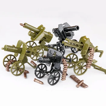Uyumlu Askeri Makineli Tüfek Yapı Taşları WW2 Ordu Asker Silah Mermi Maxim Silahlar Modeli inşaat Tuğla Oyuncaklar Çocuk