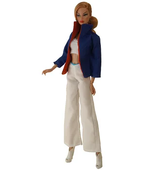 Giyim seti / mavi ceket + üst + uzun pantolon / 30cm oyuncak bebek giysileri takım elbise sonbahar giyim kıyafet 1/6 Xinyi FR2 ST barbie bebek